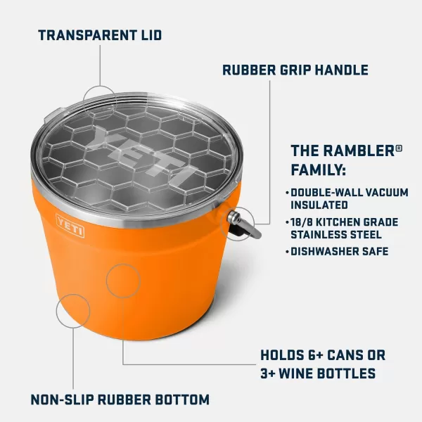 YETI Rambler Beverage Bucket, Double-Wall Vacuum Insulated Ice Bucket with Lid, Camp Green