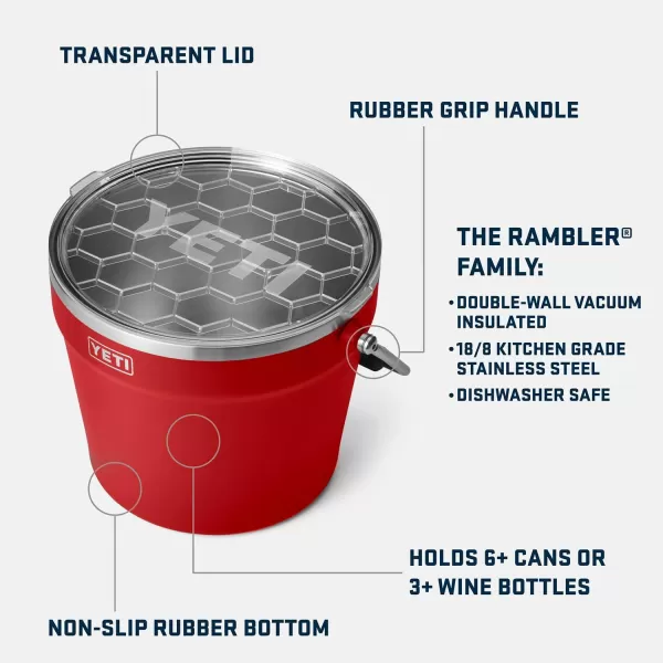 YETI Rambler Beverage Bucket, Double-Wall Vacuum Insulated Ice Bucket with Lid, Camp Green