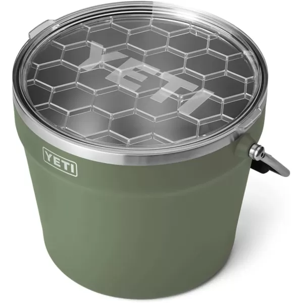 YETI Rambler Beverage Bucket, Double-Wall Vacuum Insulated Ice Bucket with Lid, Camp Green