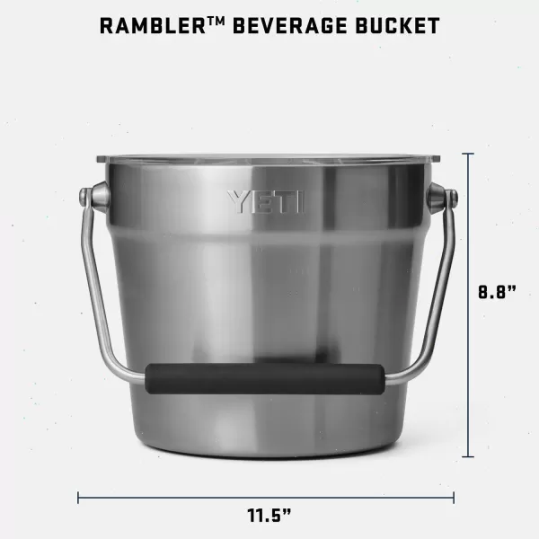 YETI Rambler Beverage Bucket, Double-Wall Vacuum Insulated Ice Bucket with Lid, Camp Green