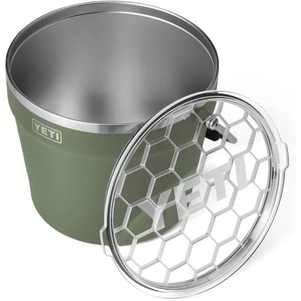 YETI Rambler Beverage Bucket, Double-Wall Vacuum Insulated Ice Bucket with Lid, Camp Green