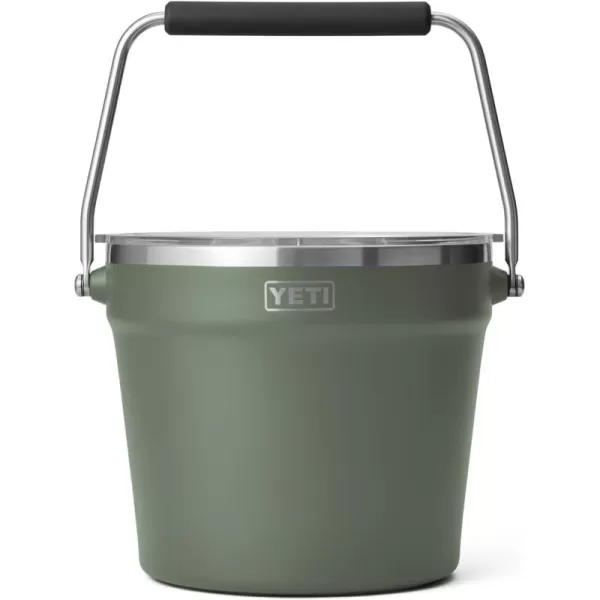 YETI Rambler Beverage Bucket, Double-Wall Vacuum Insulated Ice Bucket with Lid, Camp Green