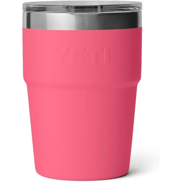 YETI Rambler 16 oz Stackable Tumbler, Vacuum Insulated, Stainless Steel with MagSlider Lid, Tropical Pink