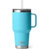 imageYETI Rambler Tumbler with Handle and Straw Lid Vacuum Insulated Travel Mug Stainless SteelReef Blue