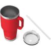 imageYETI Rambler Tumbler with Handle and Straw Lid Vacuum Insulated Travel Mug Stainless SteelRescue Red