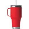imageYETI Rambler Tumbler with Handle and Straw Lid Vacuum Insulated Travel Mug Stainless SteelRescue Red