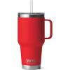 imageYETI Rambler Tumbler with Handle and Straw Lid Vacuum Insulated Travel Mug Stainless SteelRescue Red