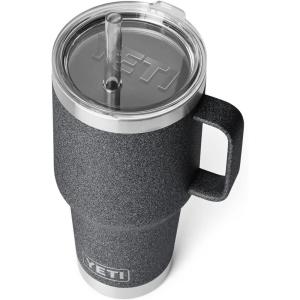 imageYETI Rambler Tumbler with Handle and Straw Lid Vacuum Insulated Travel Mug Stainless SteelBlack StoneTextured