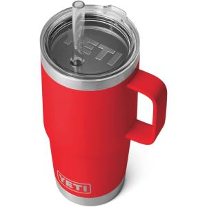 imageYETI Rambler Tumbler with Handle and Straw Lid Vacuum Insulated Travel Mug Stainless SteelRescue Red