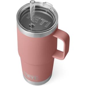 imageYETI Rambler Tumbler with Handle and Straw Lid Vacuum Insulated Travel Mug Stainless SteelSandstone Pink