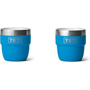 imageYETI Rambler 4 oz Stackable Cup Stainless Steel Vacuum Insulated EspressoCoffee Cup 2 PackBig Wave Blue