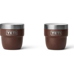 imageYETI Rambler 4 oz Stackable Cup Stainless Steel Vacuum Insulated EspressoCoffee Cup 2 PackWetlands Brown