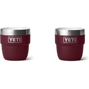 imageYETI Rambler 4 oz Stackable Cup Stainless Steel Vacuum Insulated EspressoCoffee Cup 2 PackWild Vine Red