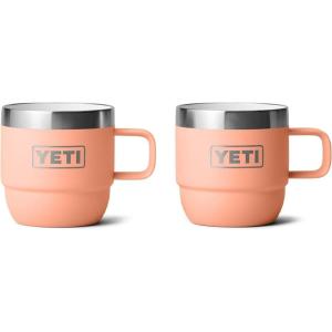 imageYETI Rambler 6 oz Stackable Mug Stainless Steel Vacuum Insulated EspressoCoffee Mug 2 PackLowcountry Peach