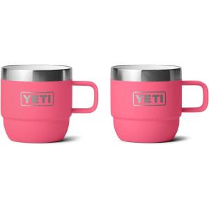 imageYETI Rambler 6 oz Stackable Mug Stainless Steel Vacuum Insulated EspressoCoffee Mug 2 PackTropical Pink
