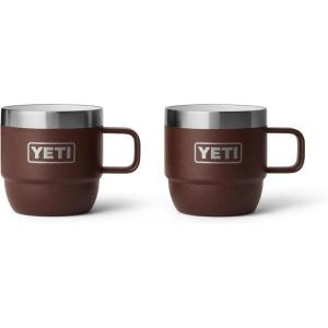 imageYETI Rambler 6 oz Stackable Mug Stainless Steel Vacuum Insulated EspressoCoffee Mug 2 PackWetlands Brown