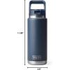 imageYETI Rambler 26 oz Bottle Vacuum Insulated Stainless Steel with Color Matching Straw CapNavy