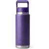 imageYETI Rambler 26 oz Bottle Vacuum Insulated Stainless Steel with Color Matching Straw CapPeak Purple