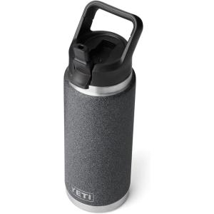 imageYETI Rambler 26 oz Bottle Vacuum Insulated Stainless Steel with Straw CapBlack StoneTextured