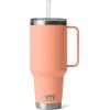 imageYETI Rambler 42 oz Straw Mug Vacuum Insulated Stainless Steel Big Sky BlueLowcountry Peach