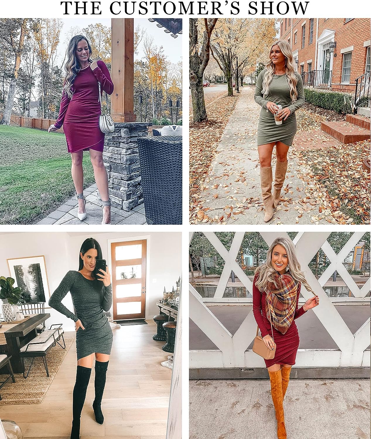 imageBTFBM Women Fashion Ruched Elegant Bodycon Long Sleeve Wrap Front Solid Color Casual Basic Fitted Short DressesCoral Red