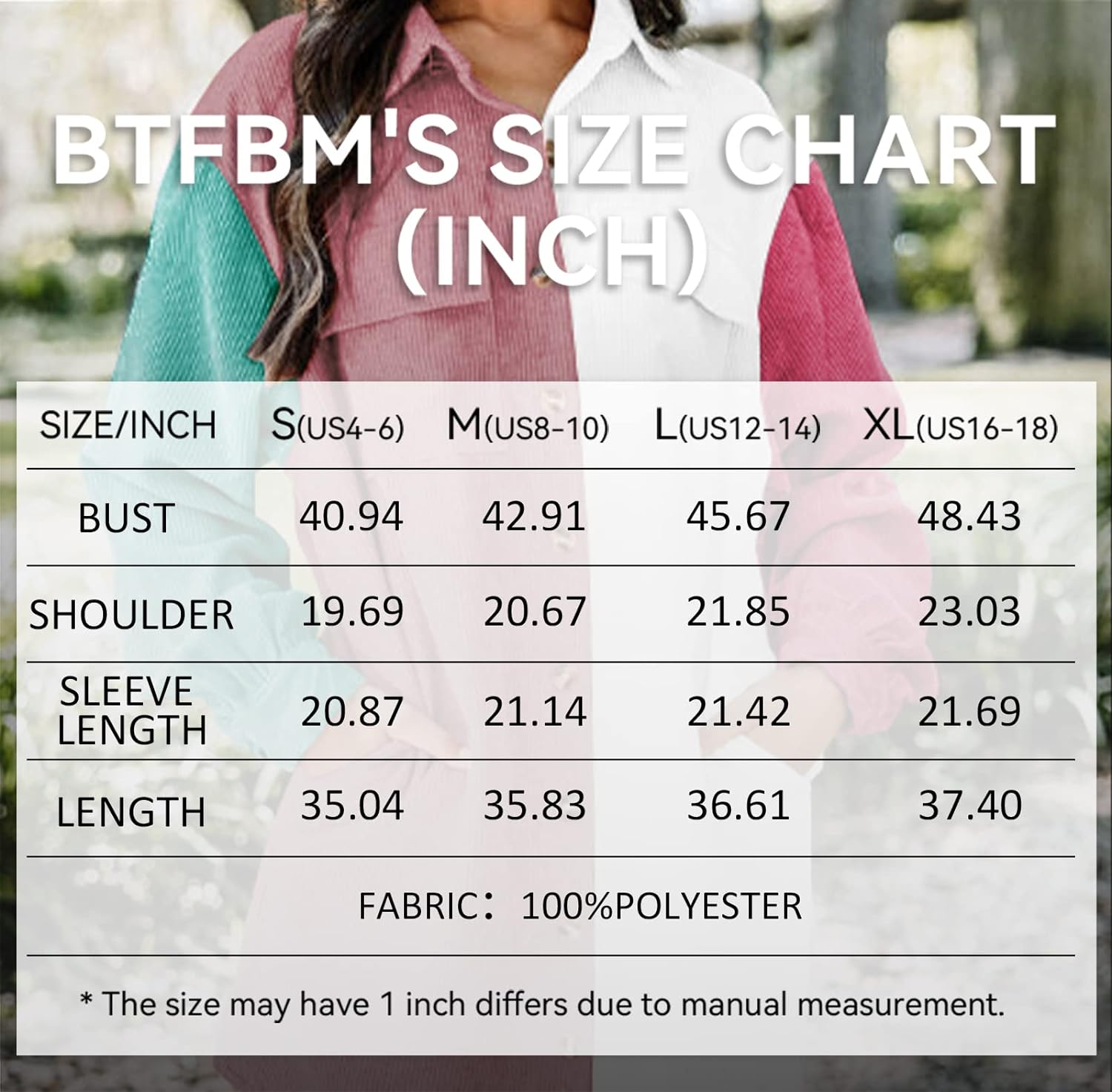 imageBTFBM Womens Corduroy Shacket Jacket Shirts Lapel Long Sleeve Oversized 2023 Fall Winter Button Down Shirt Dress PocketColorblock Pink