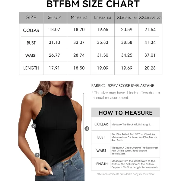 imageBTFBM 2 Pack Womens Tank Tops Casual Sleeveless Racerback High Neck Crop Tops Shirts Slim Fitted Basic Ribbed Tank TopBlackblack