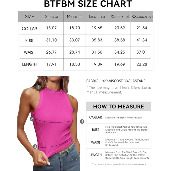 imageBTFBM 2 Pack Womens Tank Tops Casual Sleeveless Racerback High Neck Crop Tops Shirts Slim Fitted Basic Ribbed Tank TopRose Redblack