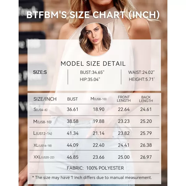 imageBTFBM 2023 Women Summer Sleeveless Tie Mock Neck Halter Tops Casual Bow Loose Tank Top Lightweight Dressy Blouse ShirtsSolid Apricot