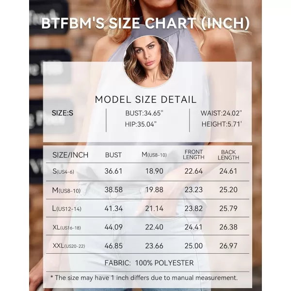 imageBTFBM 2023 Women Summer Sleeveless Tie Mock Neck Halter Tops Casual Bow Loose Tank Top Lightweight Dressy Blouse ShirtsSolid Grey