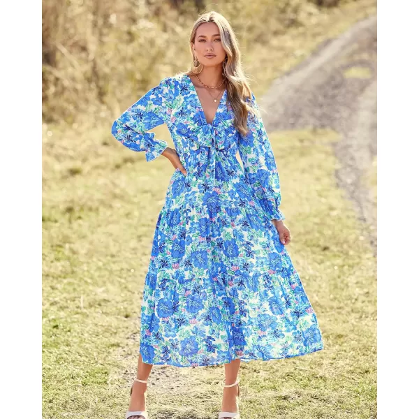 imageBTFBM 2023 Womens Boho Fall Dresses Floral V Neck Tie Front Cutout Casual Long Sleeve Cocktail Wedding Party Maxi DressBTFBM 2023 Womens Boho Fall Dresses Floral V Neck Tie Front Cutout Casual Long Sleeve Cocktail Wedding Party Maxi Dress