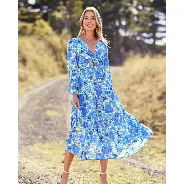 imageBTFBM 2023 Womens Boho Fall Dresses Floral V Neck Tie Front Cutout Casual Long Sleeve Cocktail Wedding Party Maxi DressBTFBM 2023 Womens Boho Fall Dresses Floral V Neck Tie Front Cutout Casual Long Sleeve Cocktail Wedding Party Maxi Dress