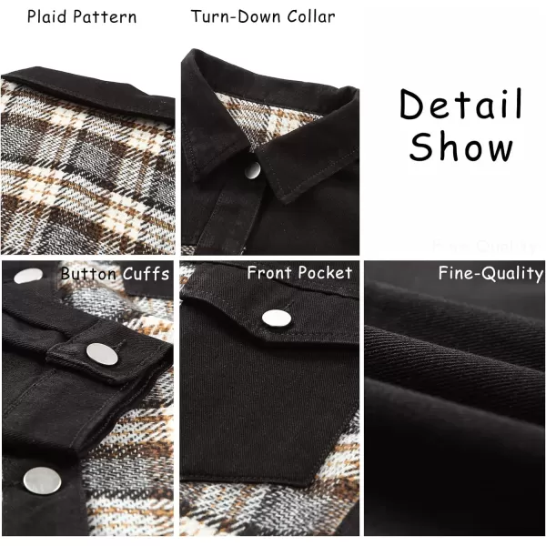 imageBTFBM 2023 Womens Button Down Denim Jackets Long Sleeve Lapel Casual Fall Shirts Shackets Plaid Jacket With PocketsDenim Black