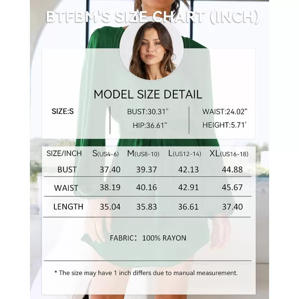 imageBTFBM 2023 Womens Long Puff Sleeve Satin Dress Casual V Neck Belted Short Spring Summer Party Cocktail Mini DressesSolid Green