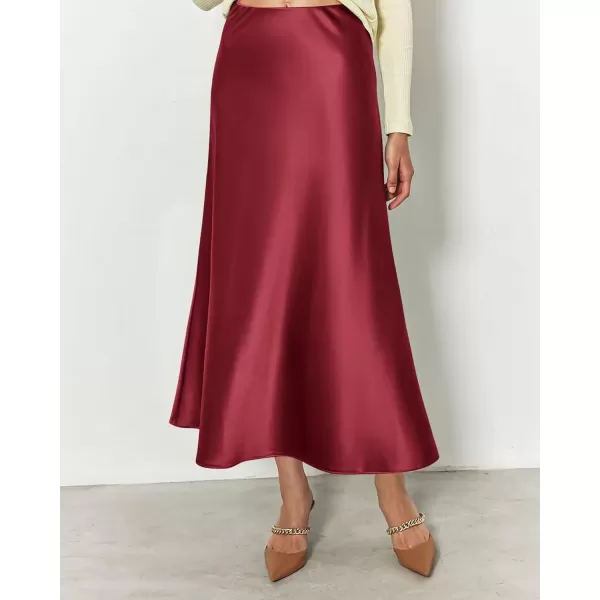 imageBTFBM 2023 Womens Long Satin Summer Fall Skirt Silk Elegant High Waist Cocktail Party Wedding Flared ALine Midi SkirtsSolid Bean Paste Pink