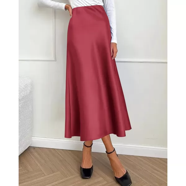 imageBTFBM 2023 Womens Long Satin Summer Fall Skirt Silk Elegant High Waist Cocktail Party Wedding Flared ALine Midi SkirtsSolid Bean Paste Pink