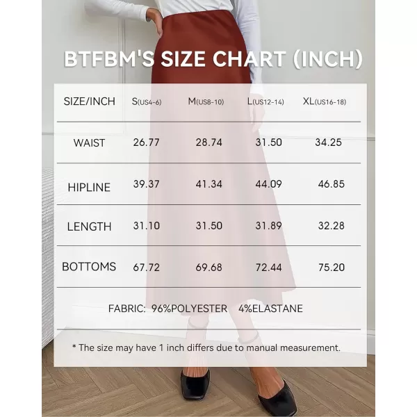 imageBTFBM 2023 Womens Long Satin Summer Fall Skirt Silk Elegant High Waist Cocktail Party Wedding Flared ALine Midi SkirtsSolid Brown
