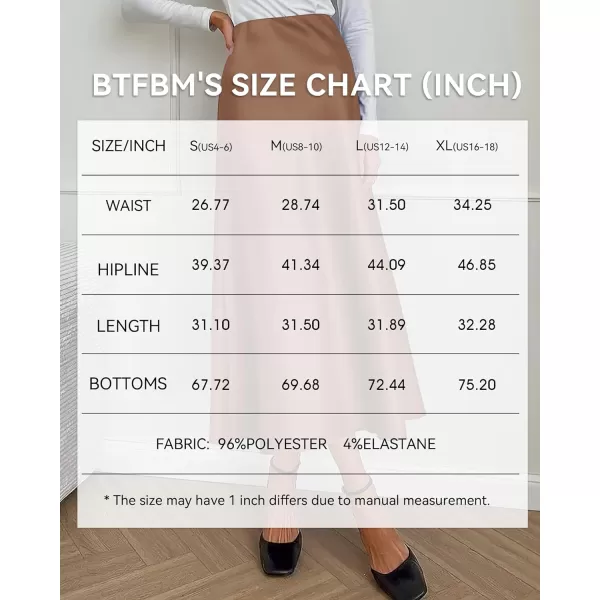 imageBTFBM 2023 Womens Long Satin Summer Fall Skirt Silk Elegant High Waist Cocktail Party Wedding Flared ALine Midi SkirtsSolid Coffee