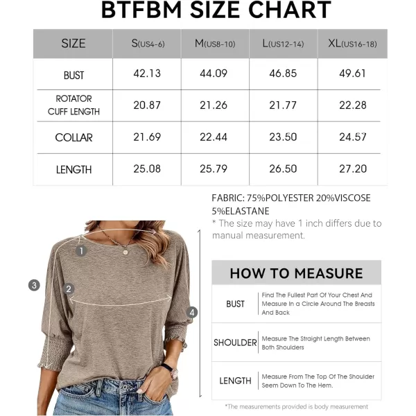 imageBTFBM Casual Tops for Women Dressy Summer Spring T Shirts 34 Puff Sleeve Crewneck Loose Babydoll BlousesSolid Taupe