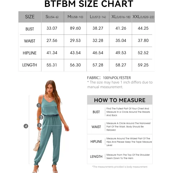 imageBTFBM Jumpsuits For Women Summer Casual Sleeveless Spaghetti Strap Long Pants Rompers Elastic Waist One Piece JumpsuitSolid Blue Green