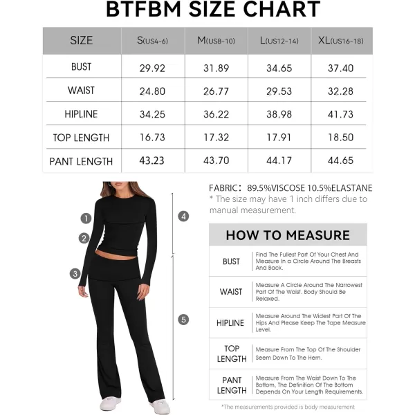 imageBTFBM Women 2 Piece Lounge Sets Fold Over Yoga Pants Long Sleeve Cropped Top Matching Set Two Piece Tracksuit PajamasSolid Black