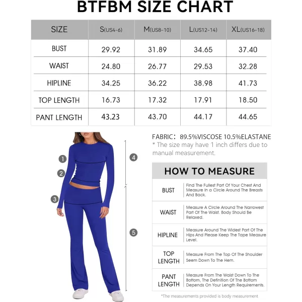 imageBTFBM Women 2 Piece Lounge Sets Fold Over Yoga Pants Long Sleeve Cropped Top Matching Set Two Piece Tracksuit PajamasSolid Brilliant Blue