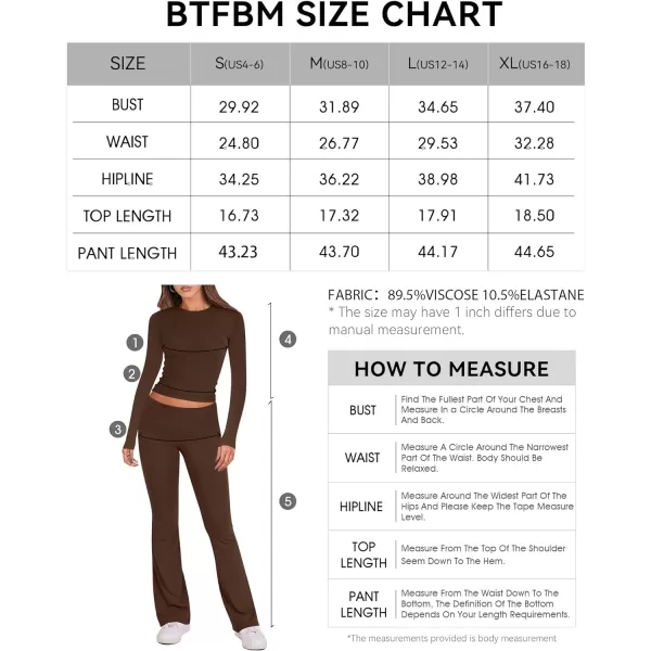 imageBTFBM Women 2 Piece Lounge Sets Fold Over Yoga Pants Long Sleeve Cropped Top Matching Set Two Piece Tracksuit PajamasSolid Coffee