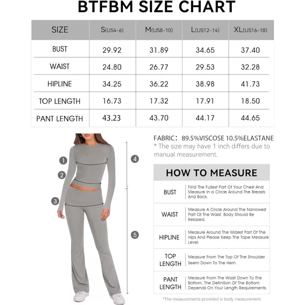 imageBTFBM Women 2 Piece Lounge Sets Fold Over Yoga Pants Long Sleeve Cropped Top Matching Set Two Piece Tracksuit PajamasSolid Grey