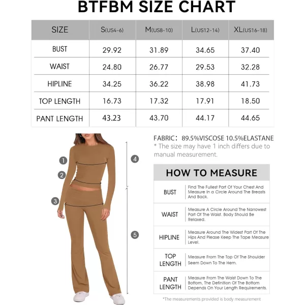 imageBTFBM Women 2 Piece Lounge Sets Fold Over Yoga Pants Long Sleeve Cropped Top Matching Set Two Piece Tracksuit PajamasSolid Khaki