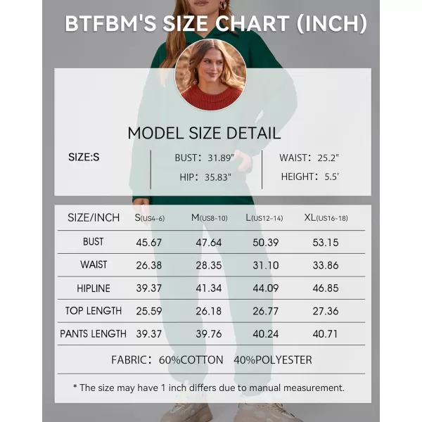 imageBTFBM Women 2 Piece Sweatsuits Long Sleeve Hooded Pullover Jogger Pants Fall Winter Casual Loose Lounge Sets TracksuitSolid Green