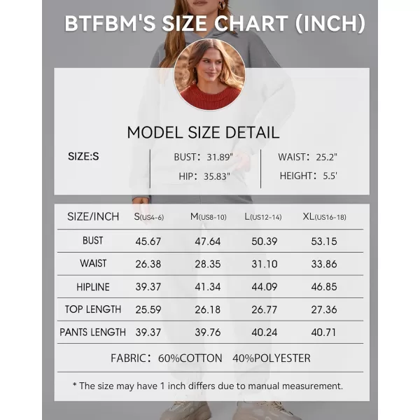imageBTFBM Women 2 Piece Sweatsuits Long Sleeve Hooded Pullover Jogger Pants Fall Winter Casual Loose Lounge Sets TracksuitSolid Light Grey