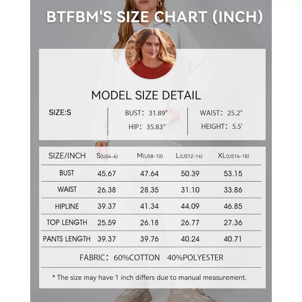 imageBTFBM Women 2 Piece Sweatsuits Long Sleeve Hooded Pullover Jogger Pants Fall Winter Casual Loose Lounge Sets TracksuitSolid White