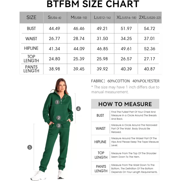 imageBTFBM Women 2 Piece Tracksuits Fall Winter 14 Zip Sweatshirt Jogger Pants Matching Lounge Sets Thick Sweatsuits PocketsSolid Dark Green