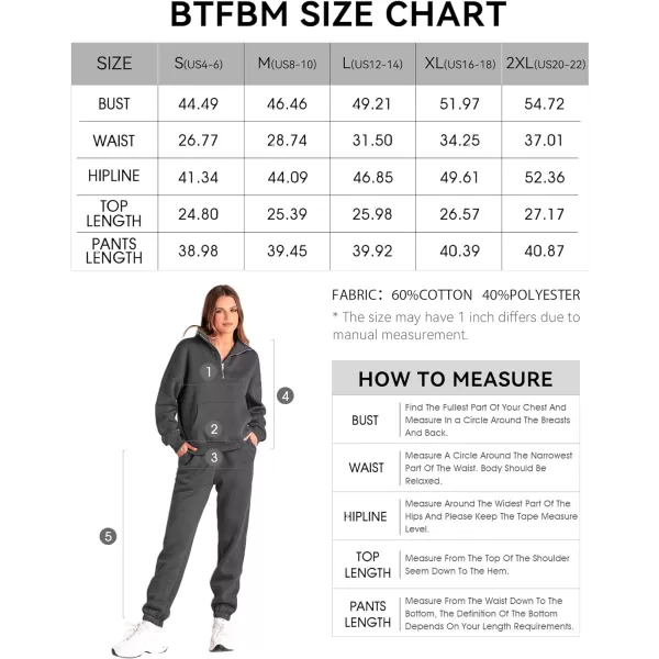 imageBTFBM Women 2 Piece Tracksuits Fall Winter 14 Zip Sweatshirt Jogger Pants Matching Lounge Sets Thick Sweatsuits PocketsSolid Dark Grey